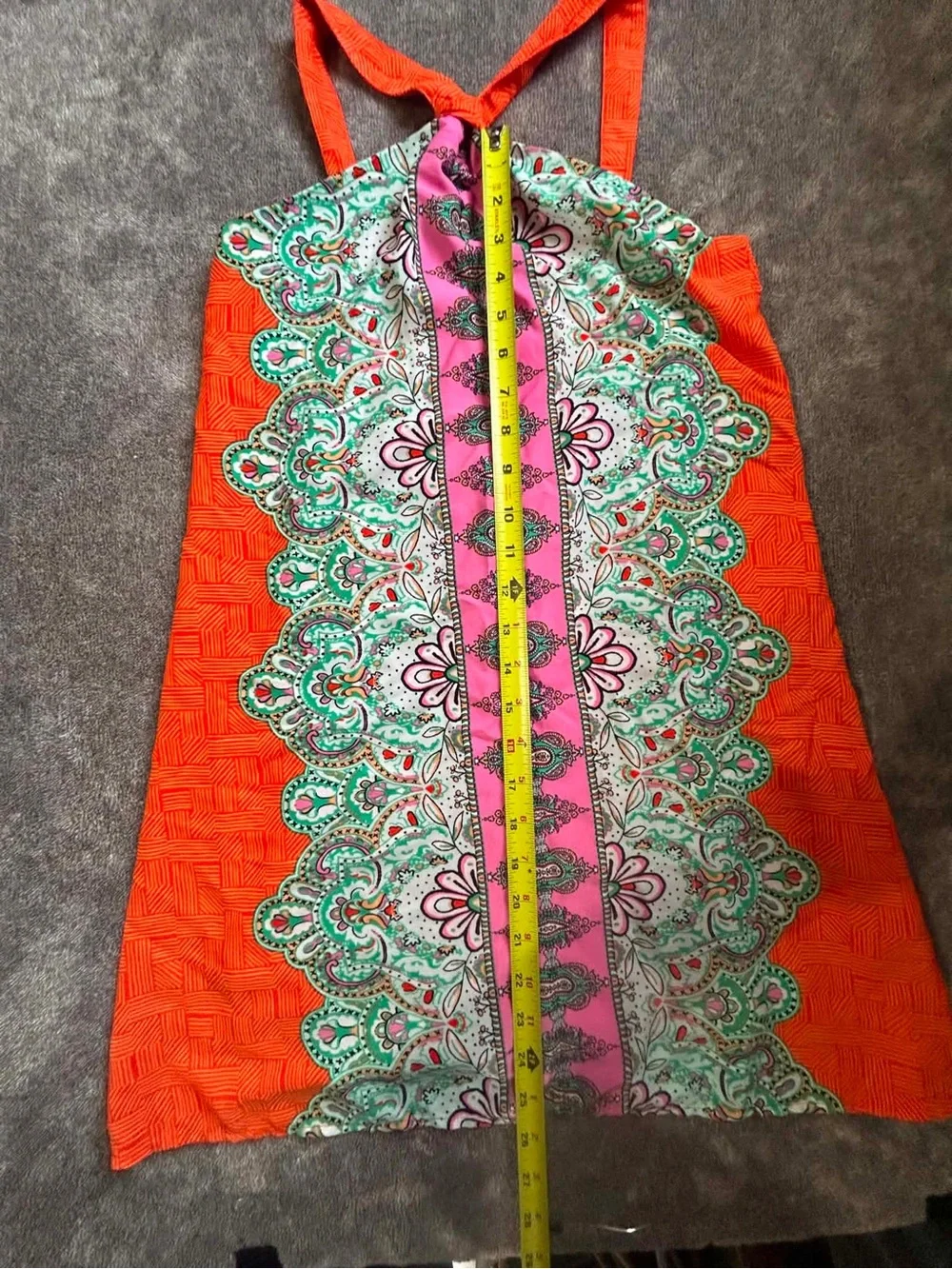 GB Girls Desert Rose Orange Halter Dress Pink & Mint Paisley Panel Boho Sz Large